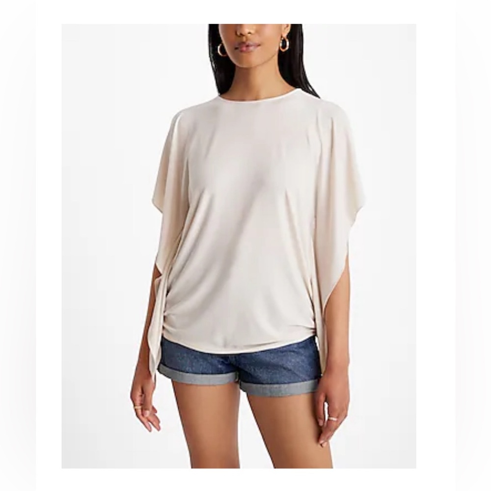 Relaxed crew neck draped sleeve tee